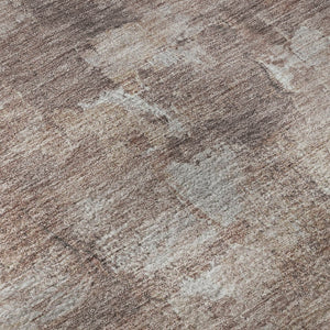 HomeRoots 8' X 10' Washable Rust & Silver Abstract Area Rug with UV Protection for High-Traffic Spaces 718470