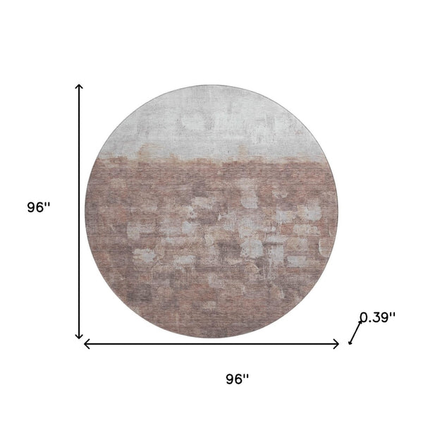 HomeRoots 8' X 10' Washable Rust & Silver Abstract Area Rug with UV Protection for High-Traffic Spaces 718470