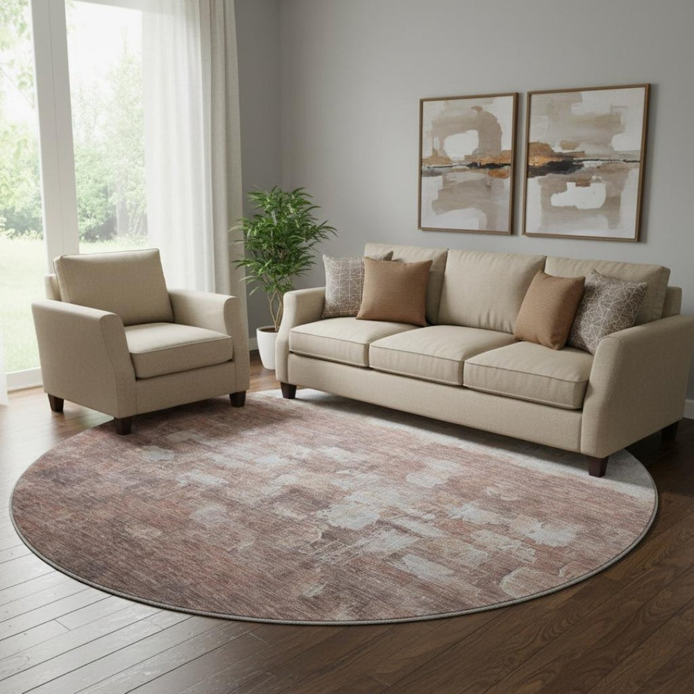 HomeRoots 8' X 10' Washable Rust & Silver Abstract Area Rug with UV Protection for High-Traffic Spaces 718470