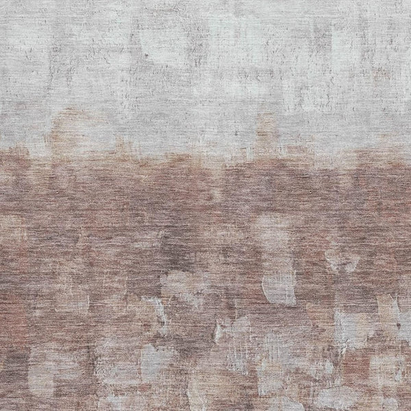 HomeRoots 9' X 12' Modern Rust and Silver Abstract Area Rug - Washable, UV-Protected, Durable, Stylish Design 718471