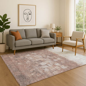 HomeRoots 10' X 14' Contemporary Rust and Silver Abstract Area Rug - Durable, Washable, UV Protected Design 718472