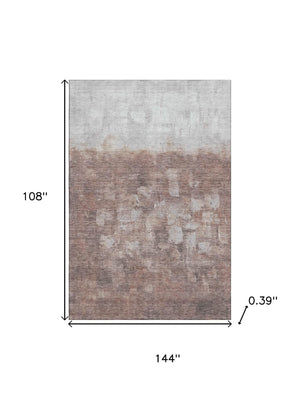 HomeRoots 10' X 14' Contemporary Rust and Silver Abstract Area Rug - Durable, Washable, UV Protected Design 718472