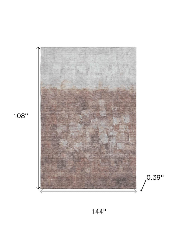 HomeRoots 10' X 14' Contemporary Rust and Silver Abstract Area Rug - Durable, Washable, UV Protected Design 718472