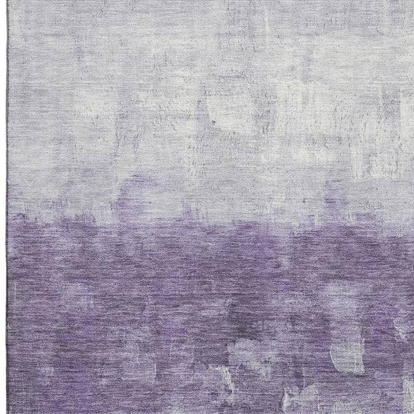 HomeRoots 5' X 8' Stylish Purple and Ivory Abstract Washable Area Rug with UV Protection for Modern Homes 718474