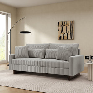 English Elm Modern Corduroy Upholstered Loveseat Sofa with Pocket Springs and Four Accent Pillows Grey N763S000040E