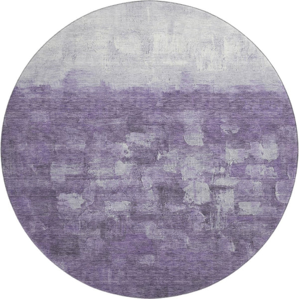 HomeRoots 8' X 10' Abstract Purple and Ivory Washable Area Rug with UV Protection for Modern Homes 718476