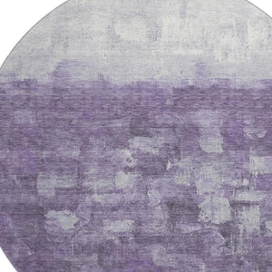 HomeRoots 8' X 10' Abstract Purple and Ivory Washable Area Rug with UV Protection for Modern Homes 718476
