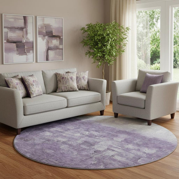 HomeRoots 8' X 10' Abstract Purple and Ivory Washable Area Rug with UV Protection for Modern Homes 718476
