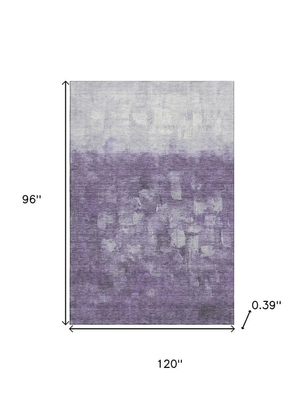 HomeRoots 9' X 12' Purple and Ivory Abstract Area Rug - Washable, UV-Protected, Soft, and Stylish for High-Traffic Rooms 718477