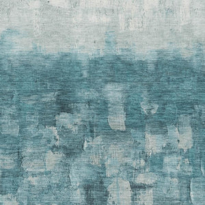 HomeRoots 5' Teal and Ivory Abstract Washable Area Rug – UV Protected, Stain Resistant, Durable for High Traffic 718480