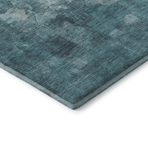 HomeRoots 5' Teal and Ivory Abstract Washable Area Rug – UV Protected, Stain Resistant, Durable for High Traffic 718480