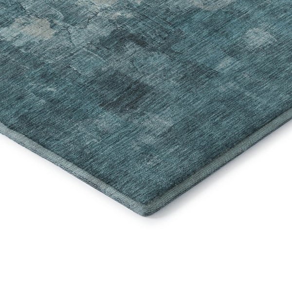 HomeRoots 5' Teal and Ivory Abstract Washable Area Rug – UV Protected, Stain Resistant, Durable for High Traffic 718480