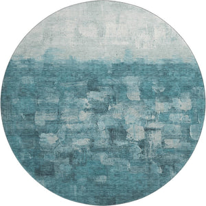 HomeRoots 8' X 10' Teal and Ivory Abstract Washable Area Rug – UV Protected, Stain-Resistant, Durable Design 718482