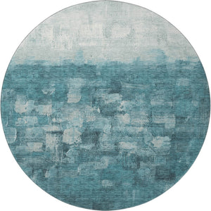 HomeRoots 8' X 10' Teal and Ivory Abstract Washable Area Rug – UV Protected, Stain-Resistant, Durable Design 718482