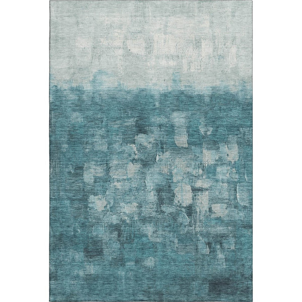 HomeRoots 10' X 14' Teal And Ivory Abstract Area Rug - Washable, UV-Protected, Perfect for High-Traffic Spaces! 718484