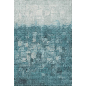 HomeRoots 10' X 14' Teal And Ivory Abstract Area Rug - Washable, UV-Protected, Perfect for High-Traffic Spaces! 718484
