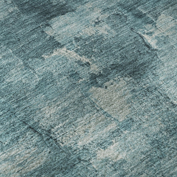 HomeRoots 10' X 14' Teal And Ivory Abstract Area Rug - Washable, UV-Protected, Perfect for High-Traffic Spaces! 718484