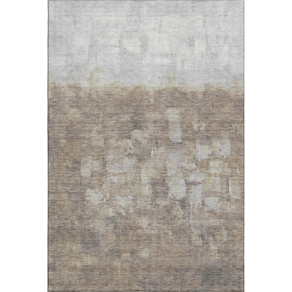 HomeRoots 5' X 8' Taupe And Ivory Abstract Area Rug - Durable, Washable, UV-Protected, Pet-Friendly Design 718486