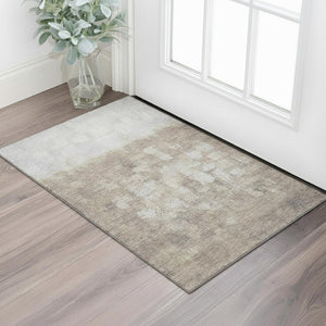HomeRoots 5' X 8' Taupe And Ivory Abstract Area Rug - Durable, Washable, UV-Protected, Pet-Friendly Design 718486