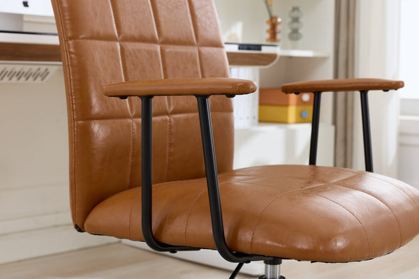 English Elm Antique PU Leather Office Chair with High Back, Soft Foam Seat, Adjustable Gaslift, 360° Swivel, Durable Frame Antique brown W3149P375077