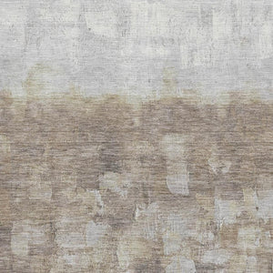 HomeRoots 8' Taupe and Ivory Abstract Washable Round Rug – Modern, Durable, and UV-Protected for Stylish Homes 718487