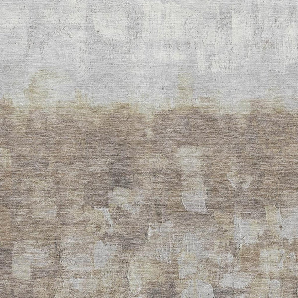 HomeRoots 8' Taupe and Ivory Abstract Washable Round Rug – Modern, Durable, and UV-Protected for Stylish Homes 718487