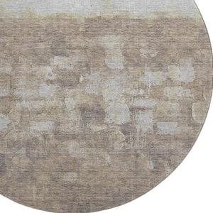HomeRoots 8' X 10' Durable Taupe & Ivory Abstract Area Rug - Washable, UV Protected, Family-Friendly Style! 718488