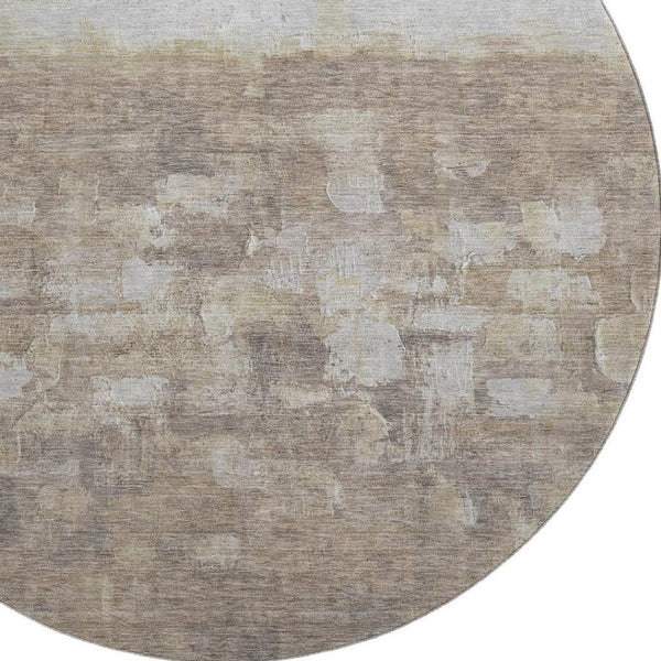 HomeRoots 8' X 10' Durable Taupe & Ivory Abstract Area Rug - Washable, UV Protected, Family-Friendly Style! 718488