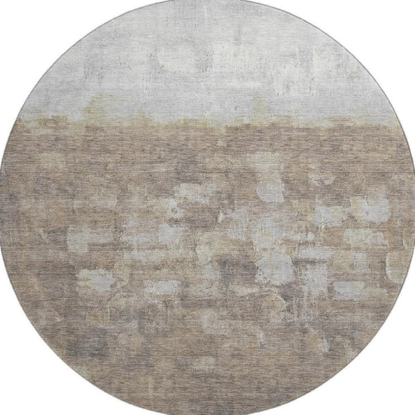 HomeRoots 8' X 10' Durable Taupe & Ivory Abstract Area Rug - Washable, UV Protected, Family-Friendly Style! 718488