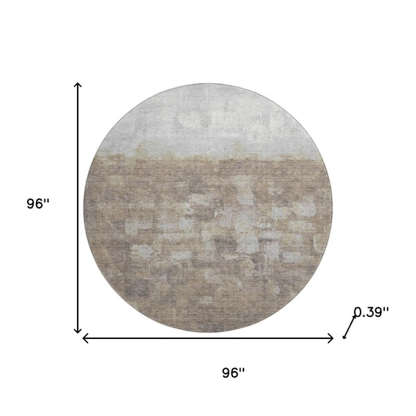 HomeRoots 8' X 10' Durable Taupe & Ivory Abstract Area Rug - Washable, UV Protected, Family-Friendly Style! 718488