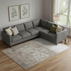 HomeRoots 9' X 12' Abstract Taupe & Ivory Area Rug - Washable, UV-Protected, Durable for Active Households 718489