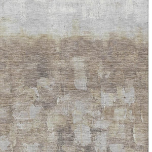 HomeRoots 10' X 14' Taupe & Ivory Abstract Area Rug - Washable, UV Protected, Durable for High-Traffic Spaces 718490