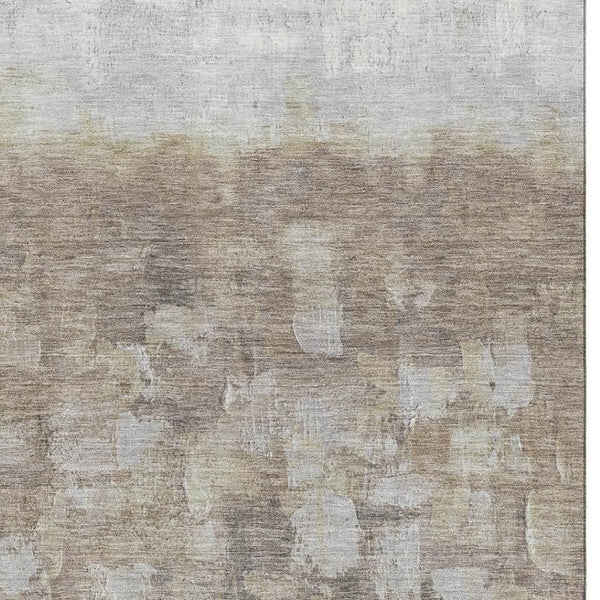 HomeRoots 10' X 14' Taupe & Ivory Abstract Area Rug - Washable, UV Protected, Durable for High-Traffic Spaces 718490