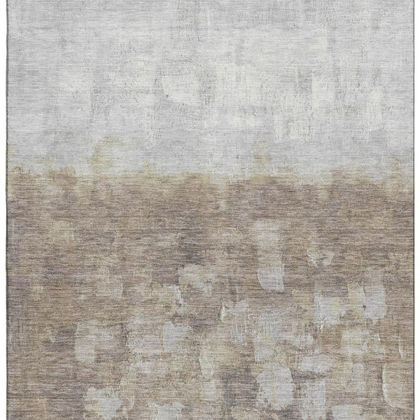 HomeRoots 10' X 14' Taupe & Ivory Abstract Area Rug - Washable, UV Protected, Durable for High-Traffic Spaces 718490