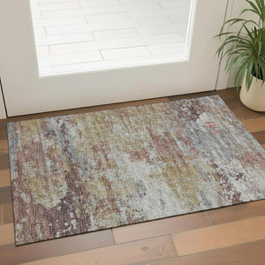 HomeRoots 5' X 8' Blush & Wheat Abstract Washable Area Rug - Stylish, Durable, UV-Protected for Homes! 718492