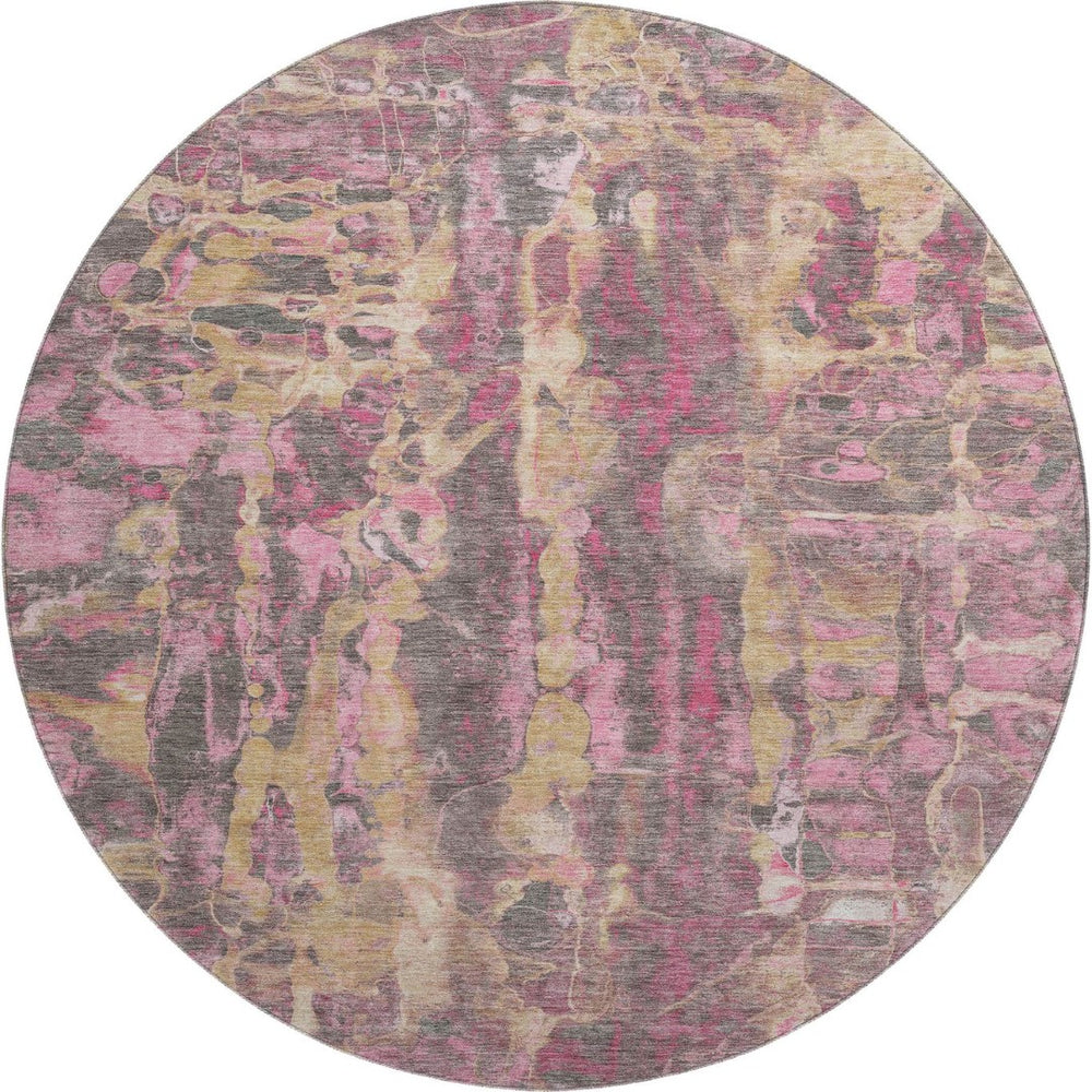 HomeRoots 8' X 10' Modern Blush and Wheat Abstract Area Rug - Washable, UV Protected, Durable & Stylish! 718494