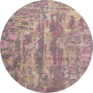 HomeRoots 8' X 10' Modern Blush and Wheat Abstract Area Rug - Washable, UV Protected, Durable & Stylish! 718494