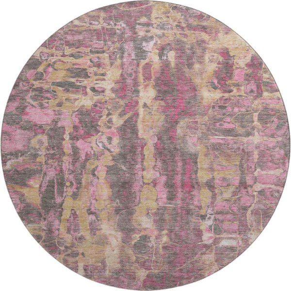 HomeRoots 8' X 10' Modern Blush and Wheat Abstract Area Rug - Washable, UV Protected, Durable & Stylish! 718494