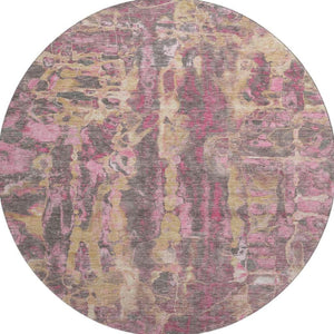 HomeRoots 8' X 10' Modern Blush and Wheat Abstract Area Rug - Washable, UV Protected, Durable & Stylish! 718494