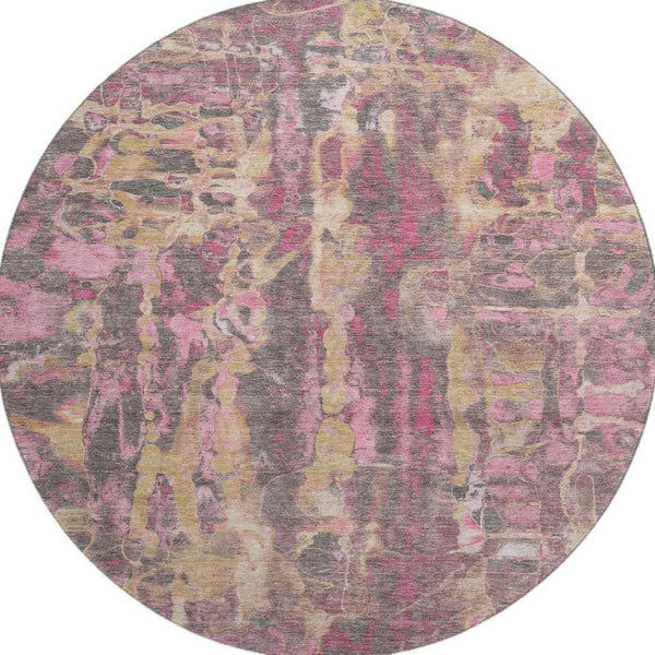 HomeRoots 8' X 10' Modern Blush and Wheat Abstract Area Rug - Washable, UV Protected, Durable & Stylish! 718494