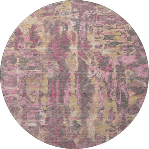 HomeRoots 8' X 10' Modern Blush and Wheat Abstract Area Rug - Washable, UV Protected, Durable & Stylish! 718494