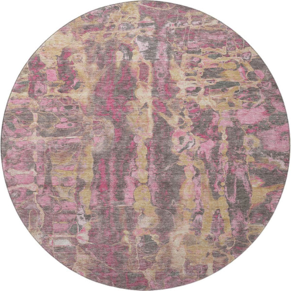 HomeRoots 8' X 10' Modern Blush and Wheat Abstract Area Rug - Washable, UV Protected, Durable & Stylish! 718494