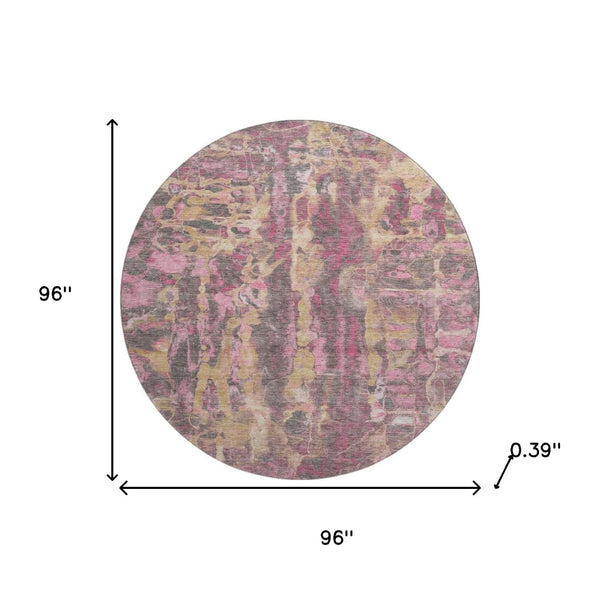 HomeRoots 8' X 10' Modern Blush and Wheat Abstract Area Rug - Washable, UV Protected, Durable & Stylish! 718494