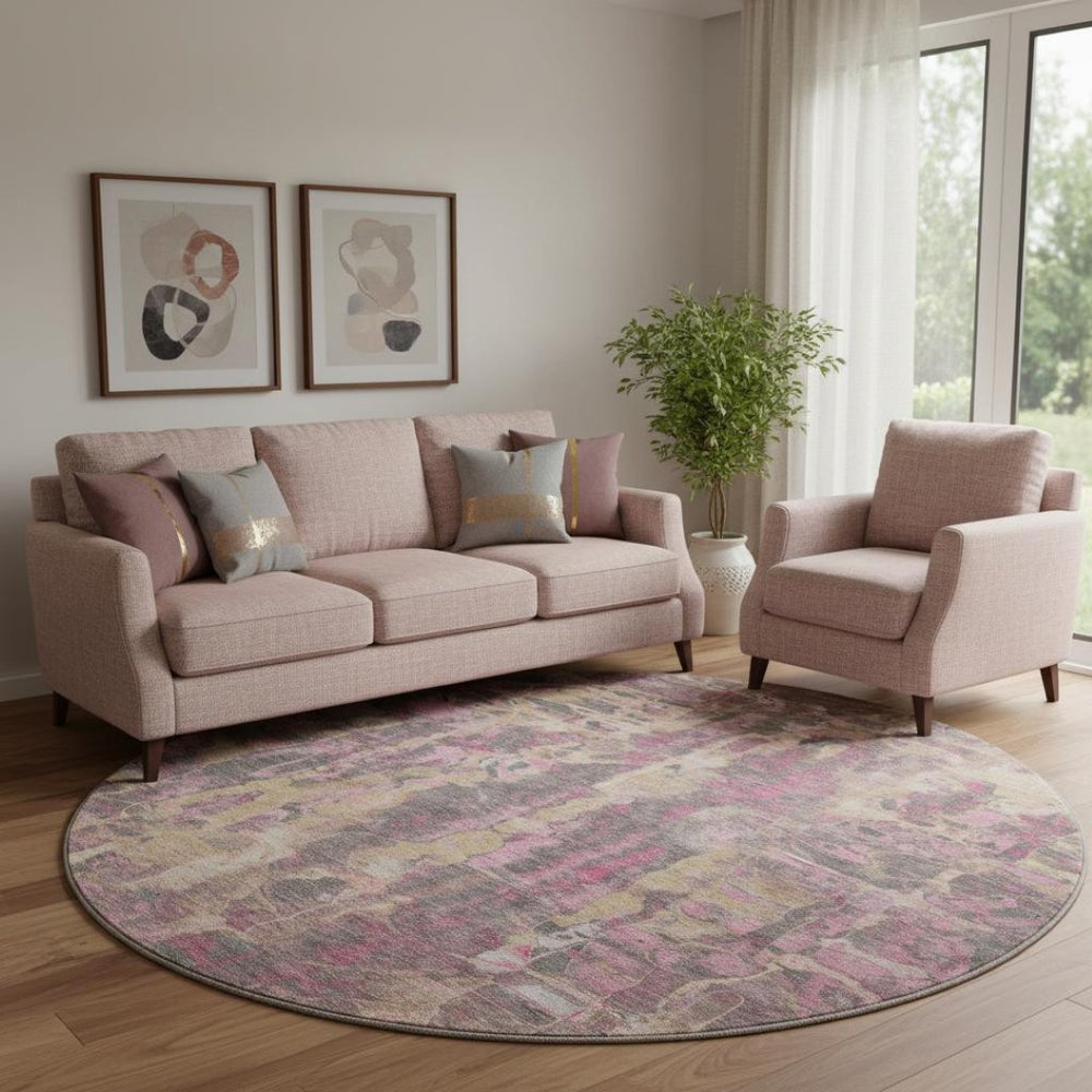 HomeRoots 8' X 10' Modern Blush and Wheat Abstract Area Rug - Washable, UV Protected, Durable & Stylish! 718494
