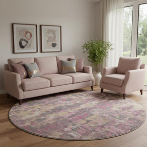 HomeRoots 8' X 10' Modern Blush and Wheat Abstract Area Rug - Washable, UV Protected, Durable & Stylish! 718494