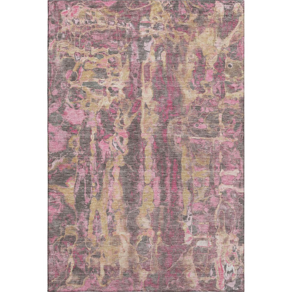 HomeRoots 9' X 12' Blush & Wheat Abstract Washable Area Rug - UV Protected, Stain Resistant & Family Friendly 718495