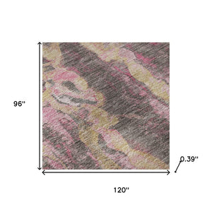 HomeRoots 9' X 12' Blush & Wheat Abstract Washable Area Rug - UV Protected, Stain Resistant & Family Friendly 718495