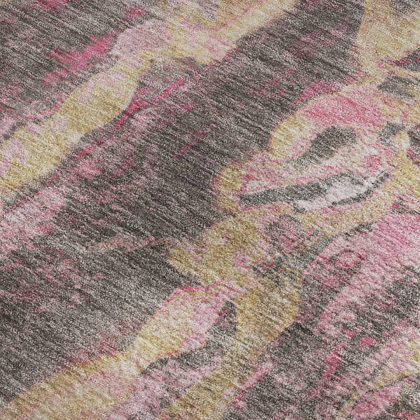 HomeRoots 10' X 14' Blush & Wheat Abstract Washable Area Rug - Durable, Stain Resistant, UV Protected Style 718496