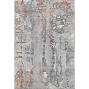 HomeRoots 5' X 8' Copper and Gray Abstract Area Rug - Machine Washable, UV Protected, Perfect for Busy Homes! 718498