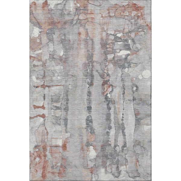 HomeRoots 5' X 8' Copper and Gray Abstract Area Rug - Machine Washable, UV Protected, Perfect for Busy Homes! 718498